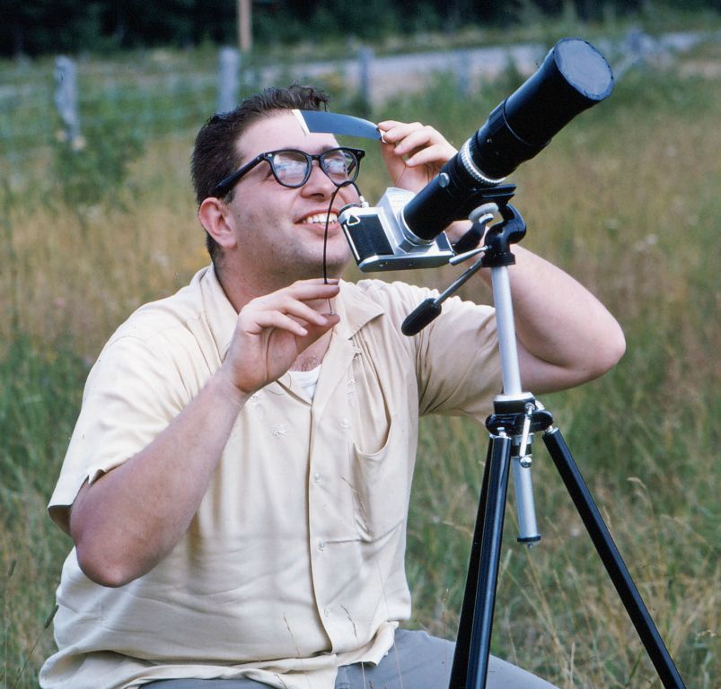 This is me with my 500 mm lens. Right now it has a heavy filter for the partial phases.